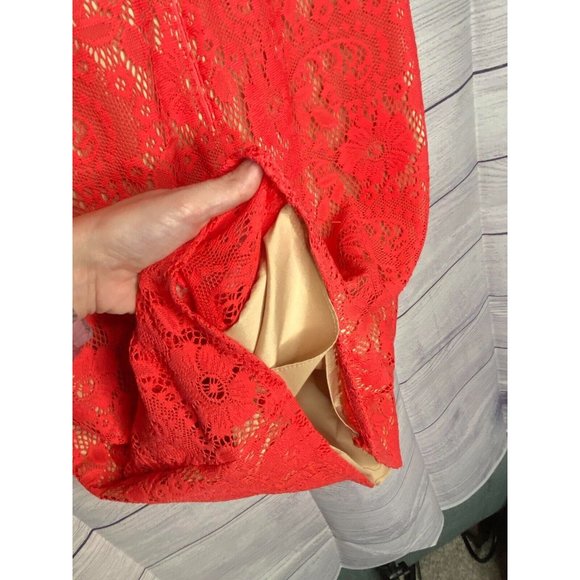 Women's Adrianna Papell salmon colored lace overlay dress sleeveless size 6‎ - Picture 4 of 4